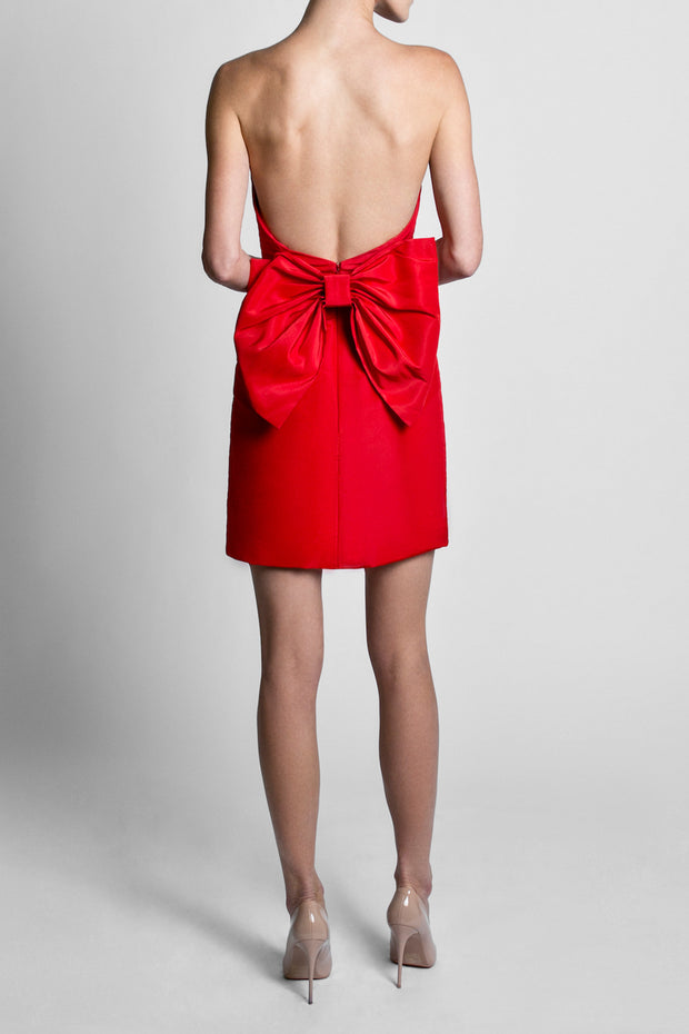 Silk Faille Bow Back Mini Dress ...